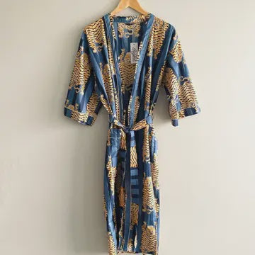 Blue Tiger Kimono Robe