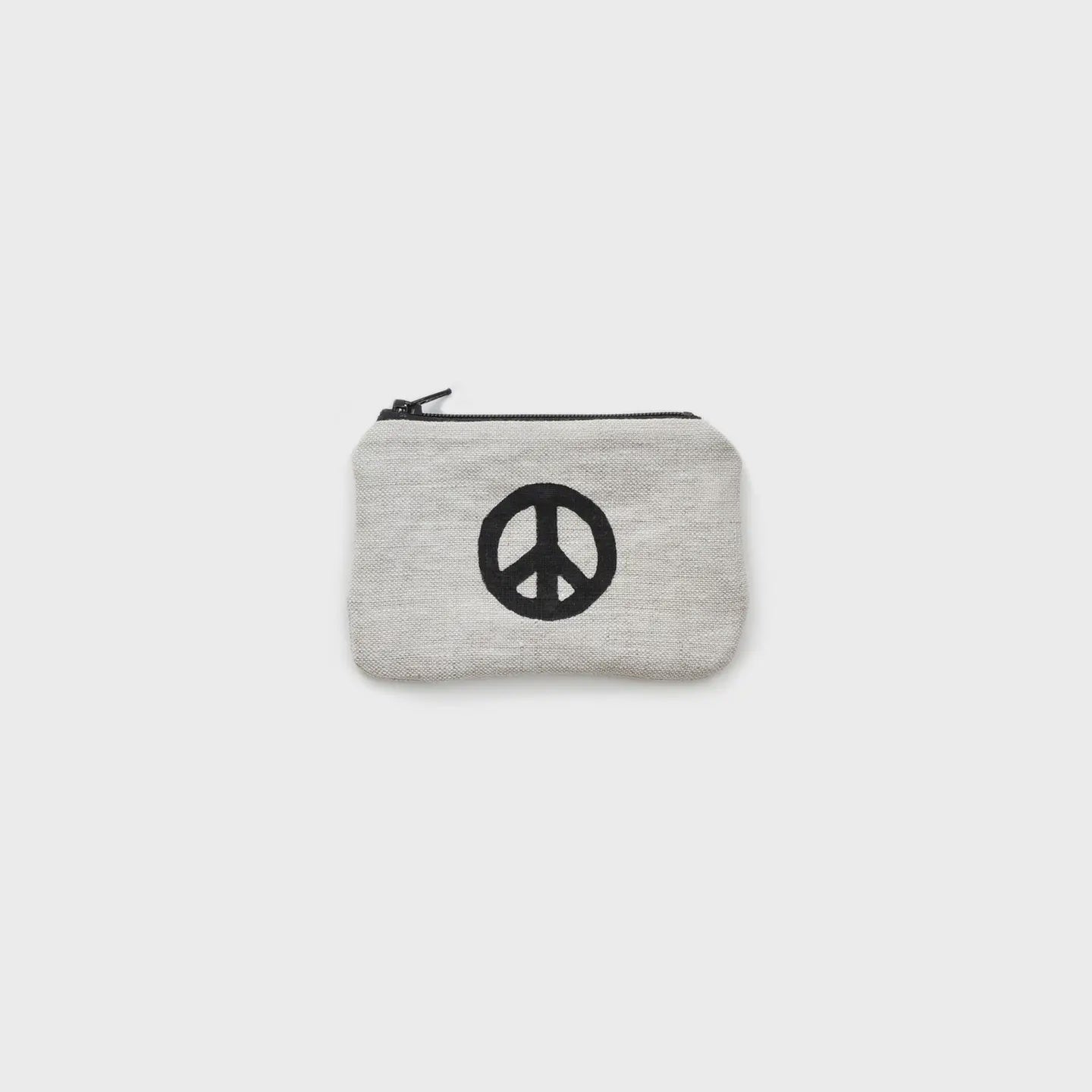 Peace Sign Blockprint Linen Coin Purse