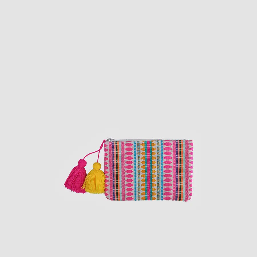 Pink - Multi Pouch with Fringe