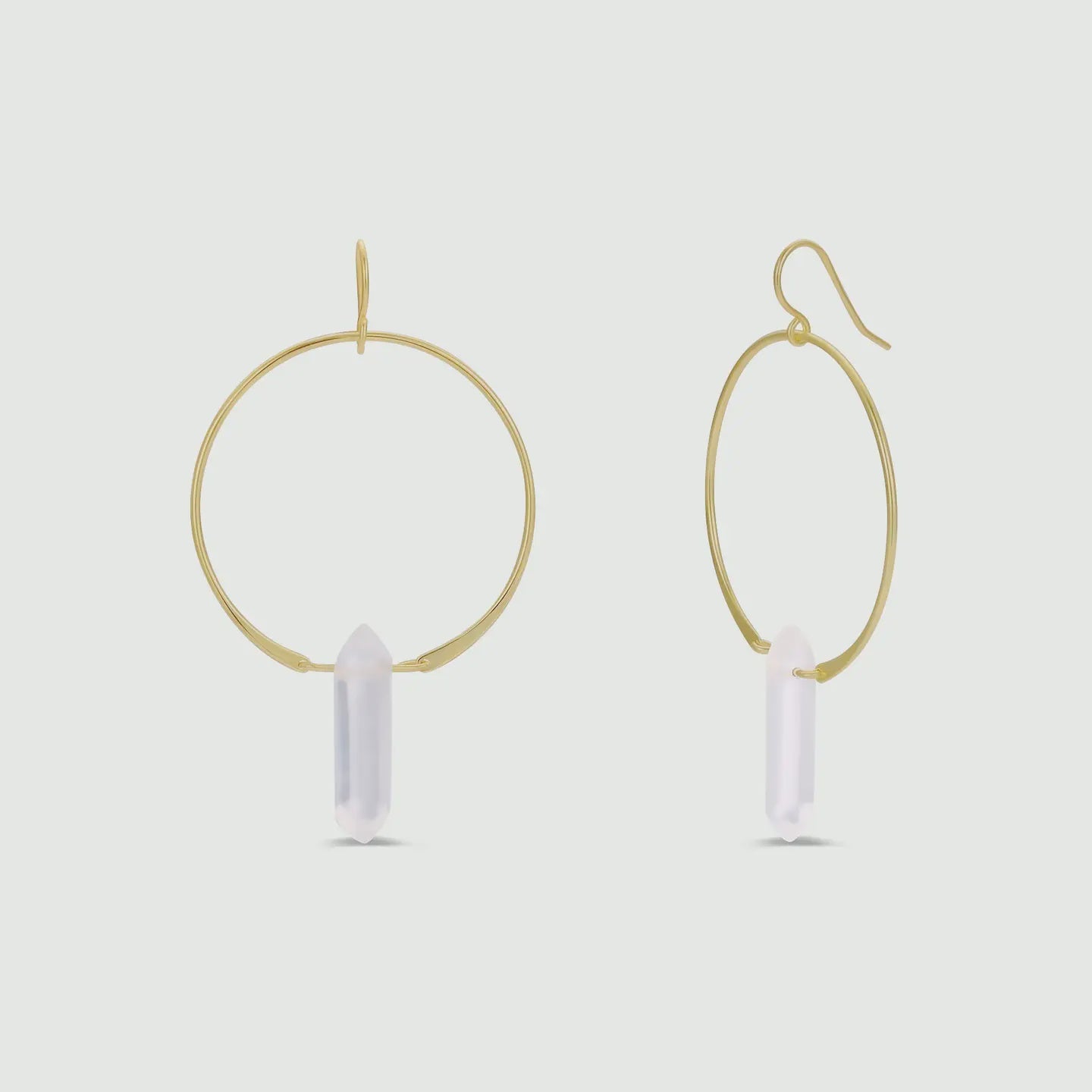 Clear Quartz Gold Hoop