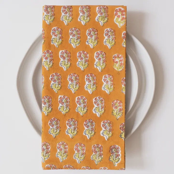 Malin Gold Block Printed Napkins - Set of 4
