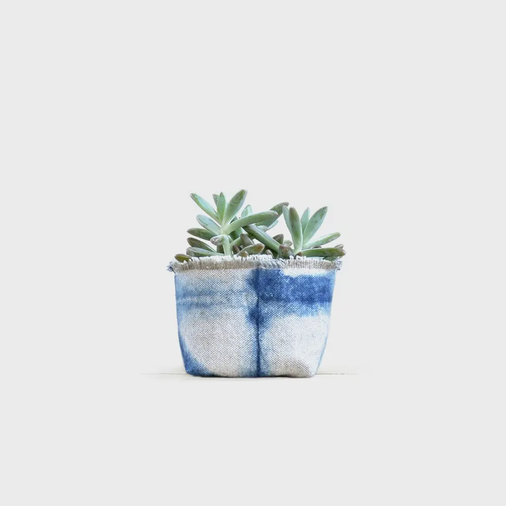 Shibori Indigo Linen Planter- 2.5"