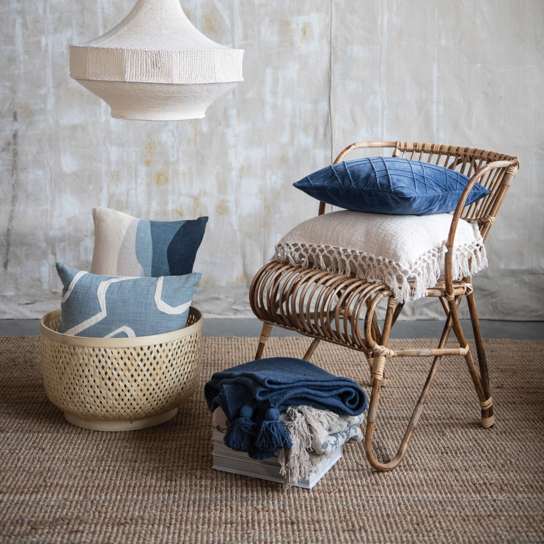 18" Embroidered Cotton Pillow