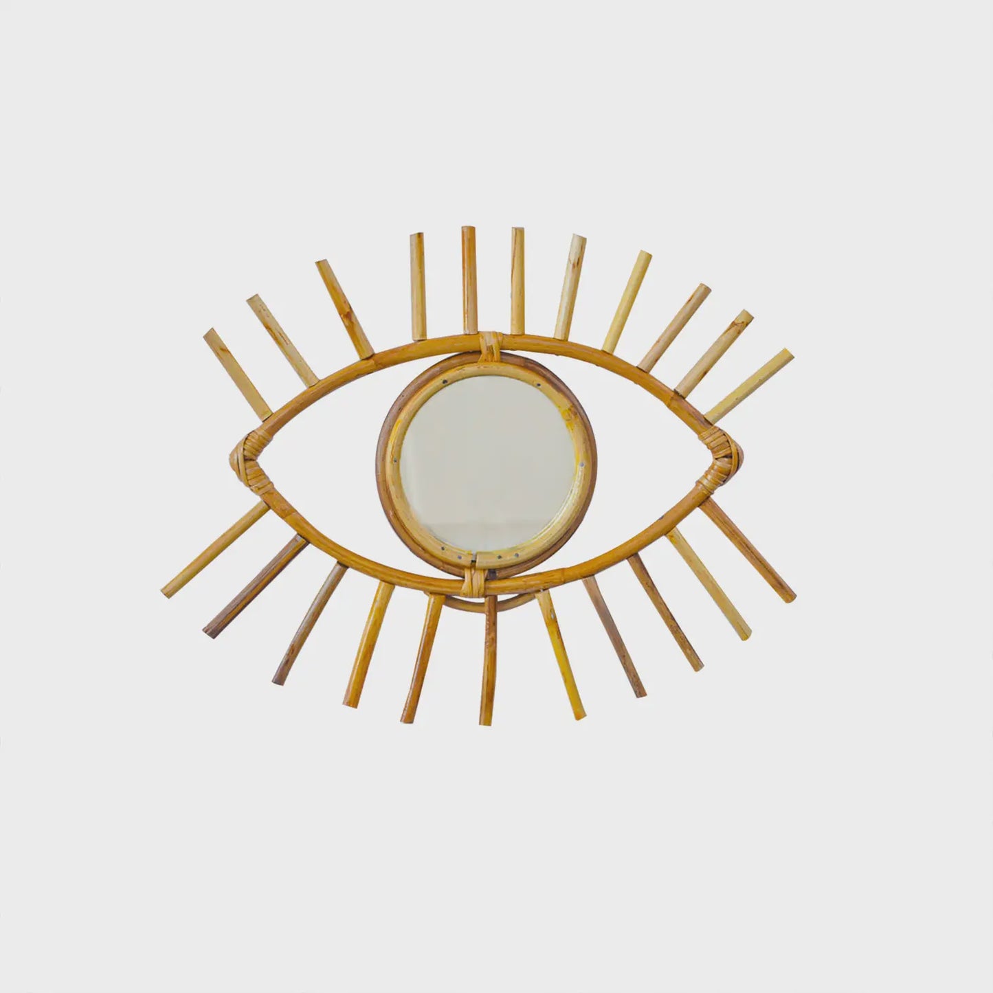 12" Rattan Cane Eye Mirror