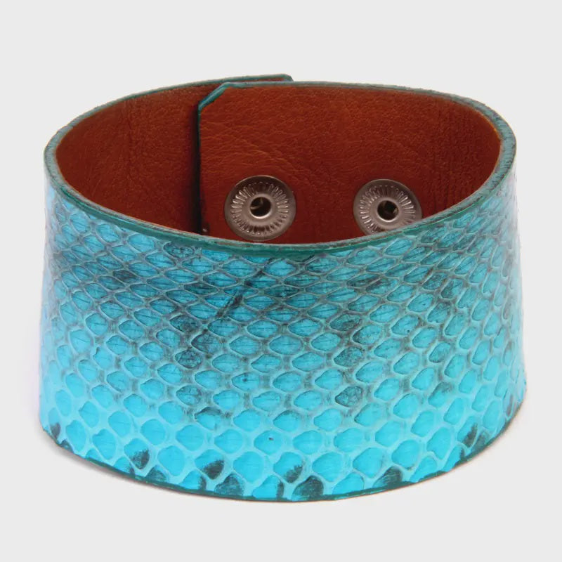 Turqiuose Snakeskin Snap Bracelet