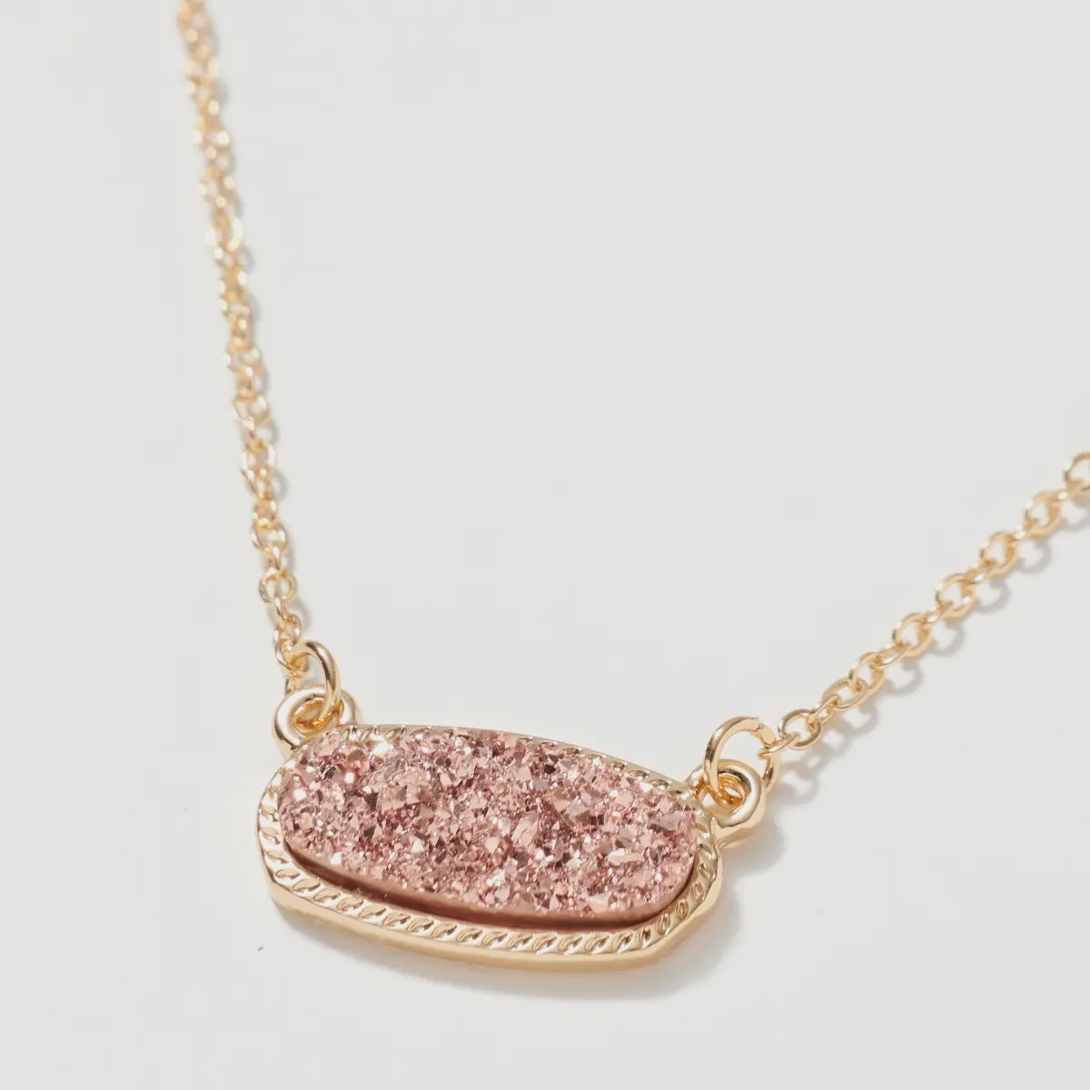 Oval Druzy Stone - Rose Gold