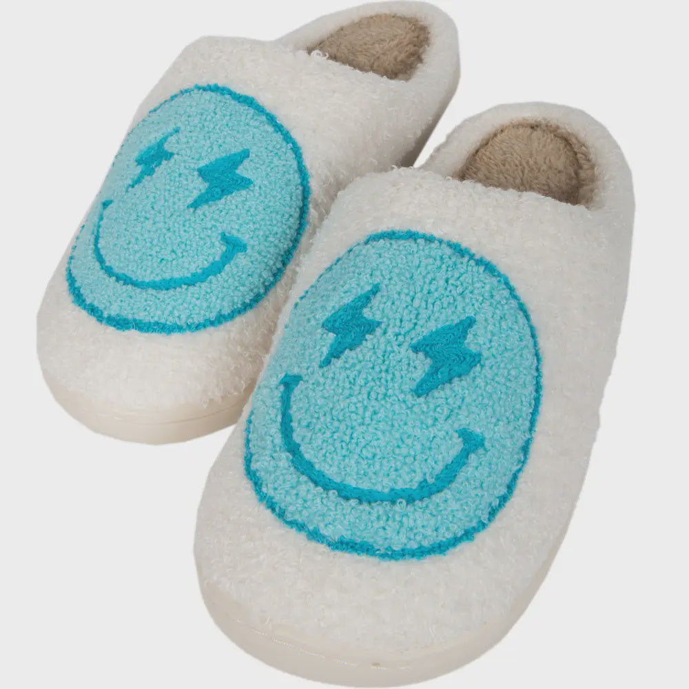 Turquoise Lightning Face Slippers