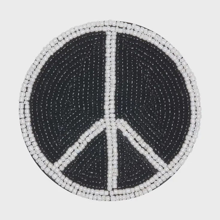 Beaded Black Peace Coaster