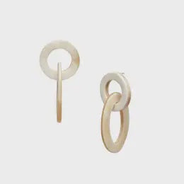 small oval buffalo horn link earrings