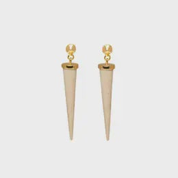 Long White Wood Spike Earring
