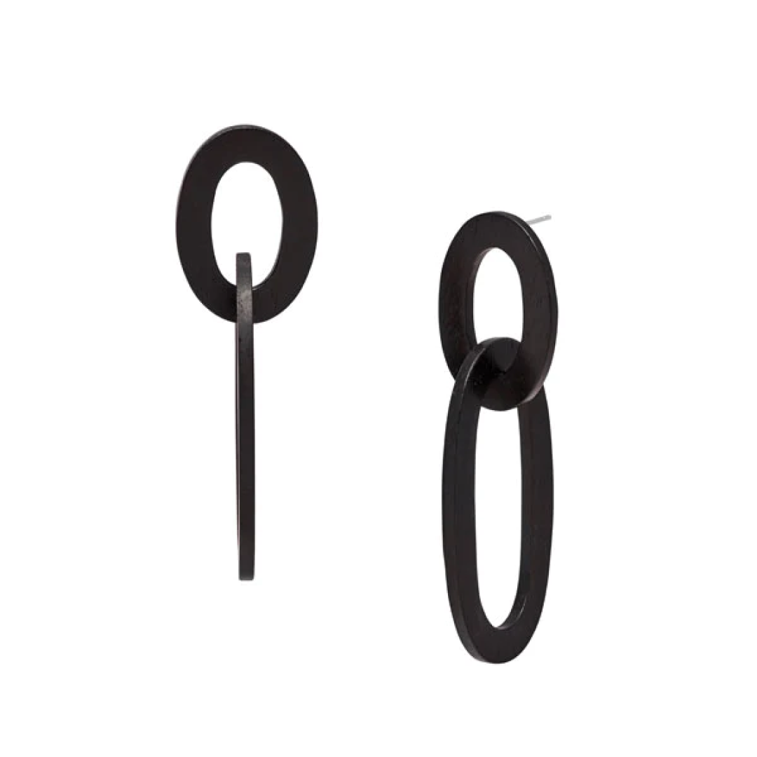 Double Oval Link Blackwood Earring