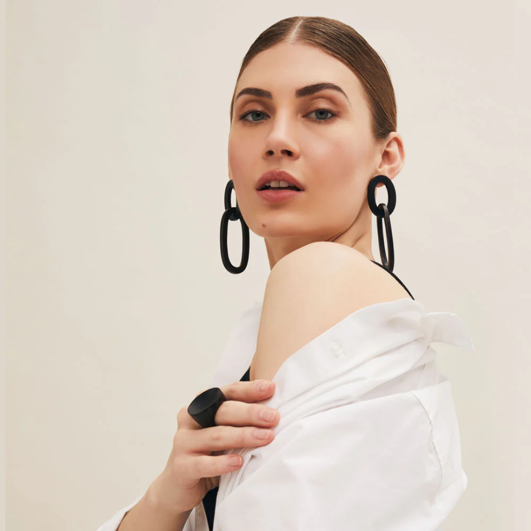 Double Oval Link Blackwood Earring
