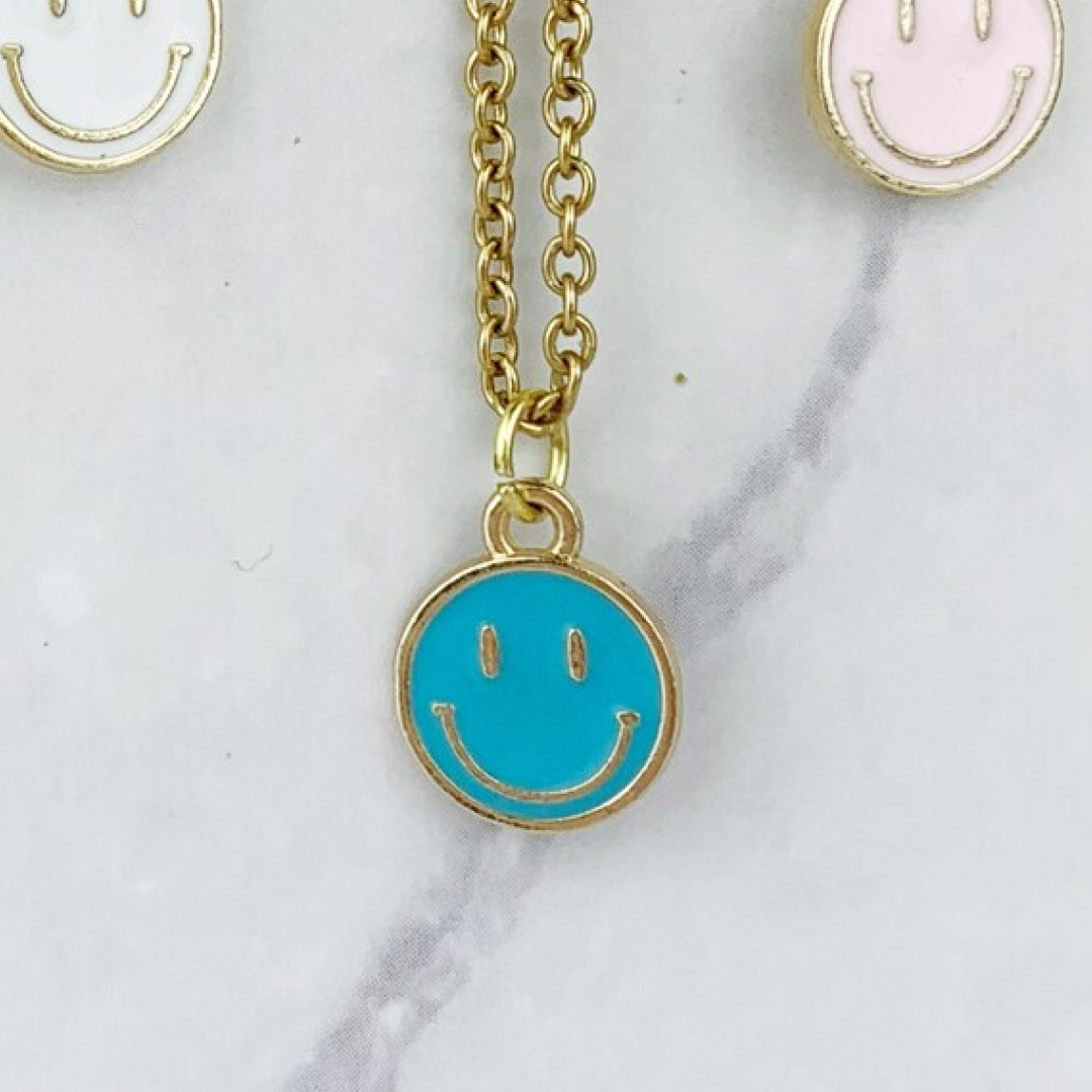 Blue Smiley Face Necklace