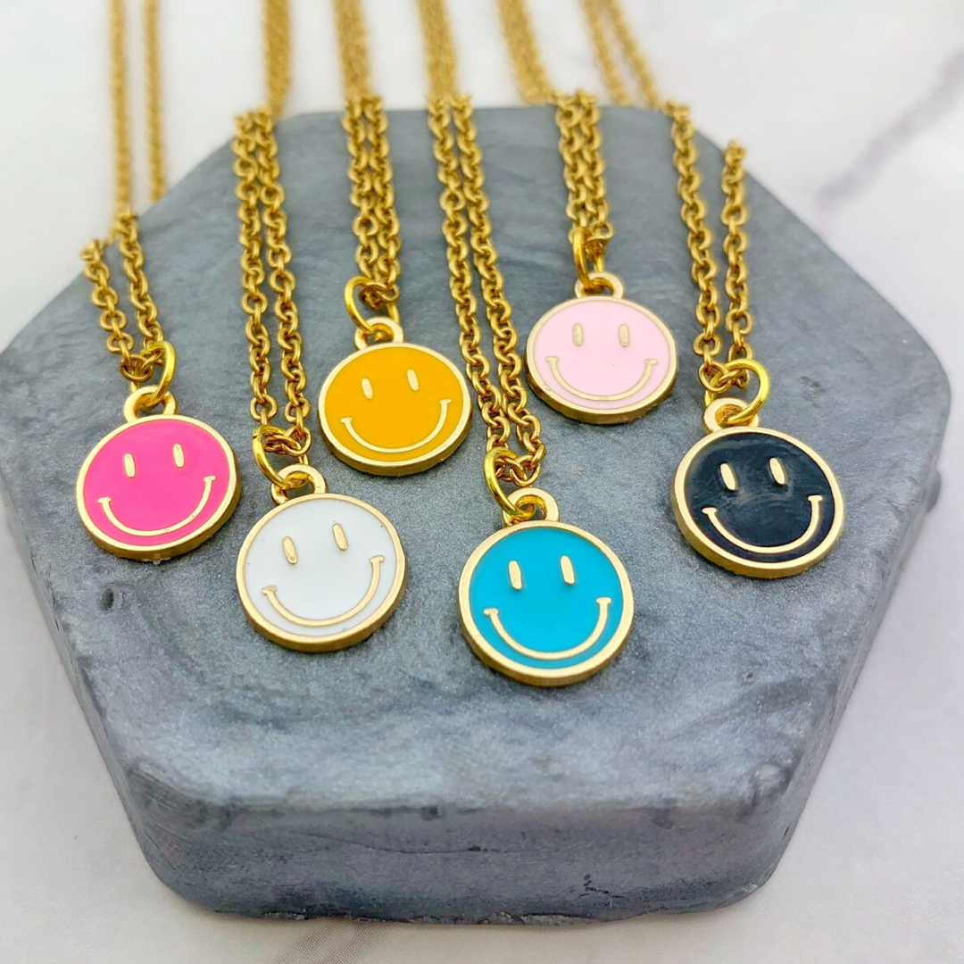 Blue Smiley Face Necklace