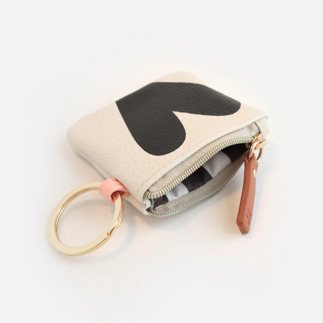 Charcoal Heart Mini Purse Keyring