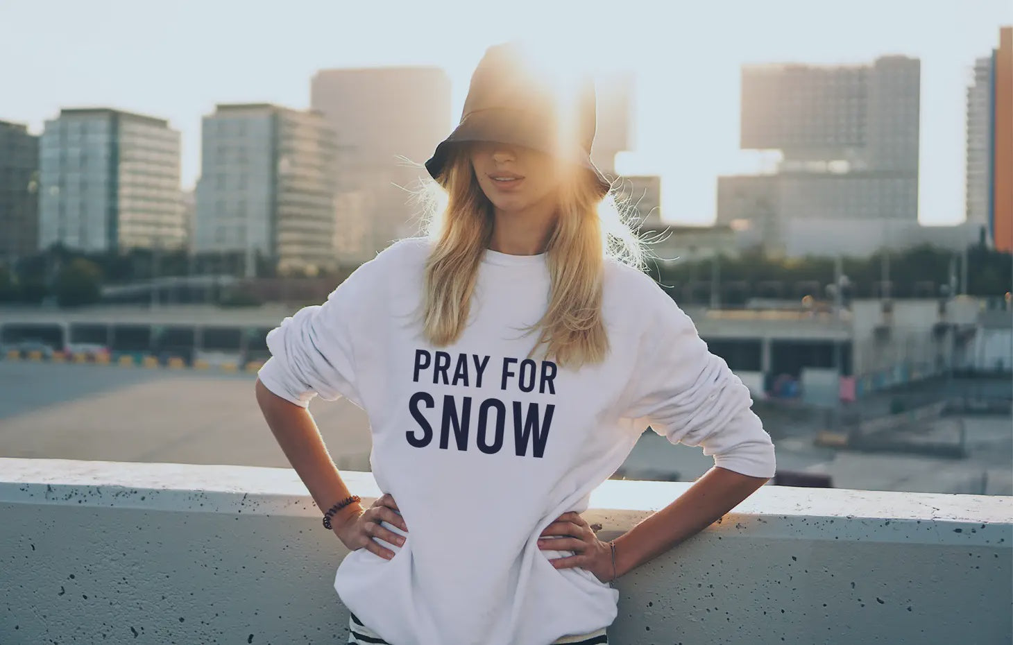 Pray for store snow sweatshirt