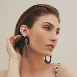 oval link buffalo horn earrings