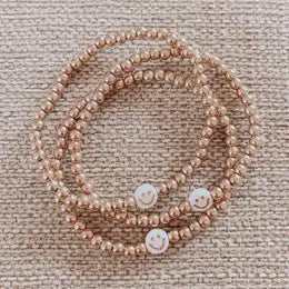 White Smiley Bracelet - 14K Gold
