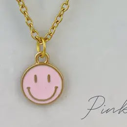 Pink Smiley Face Necklace