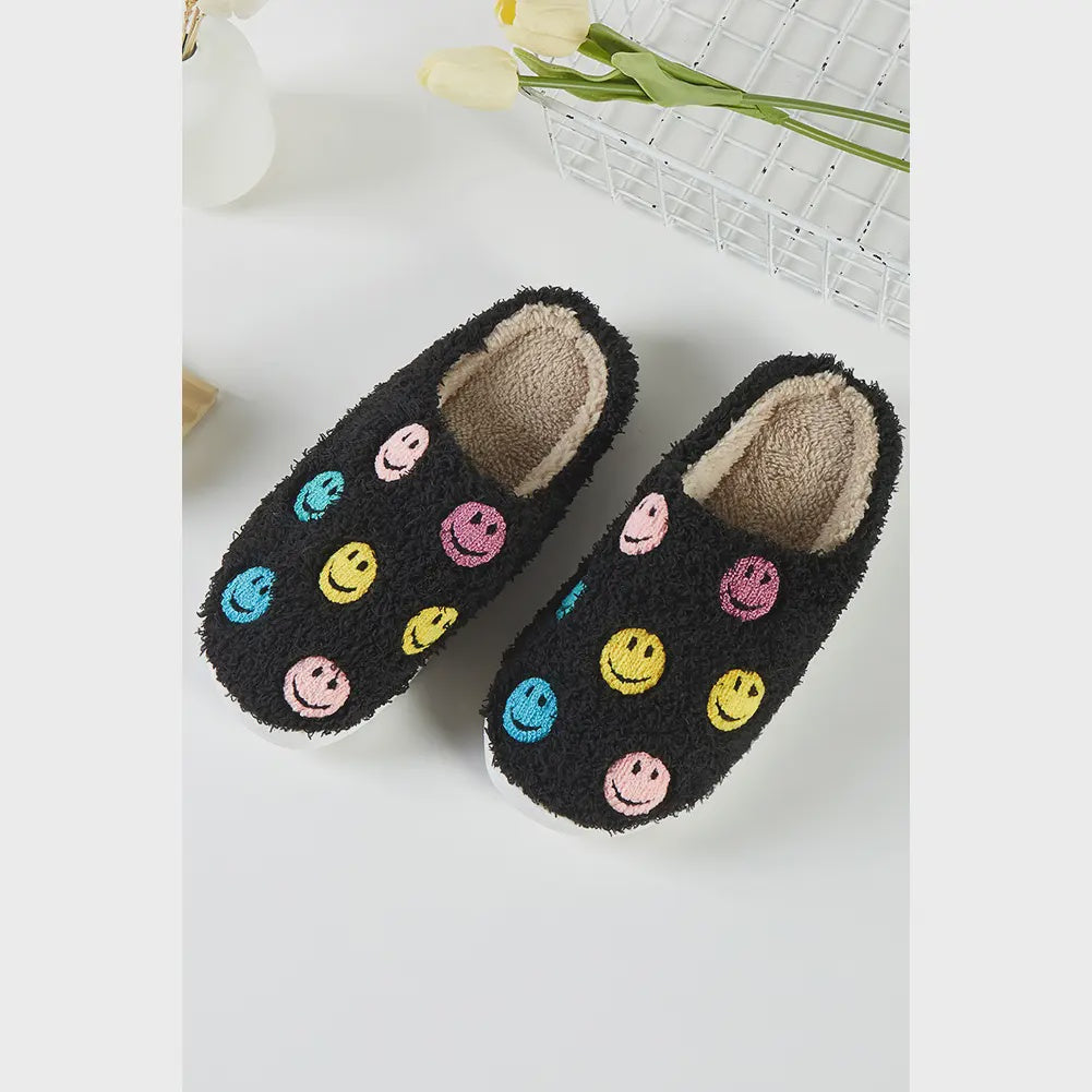 Black Multi Smile Slippers