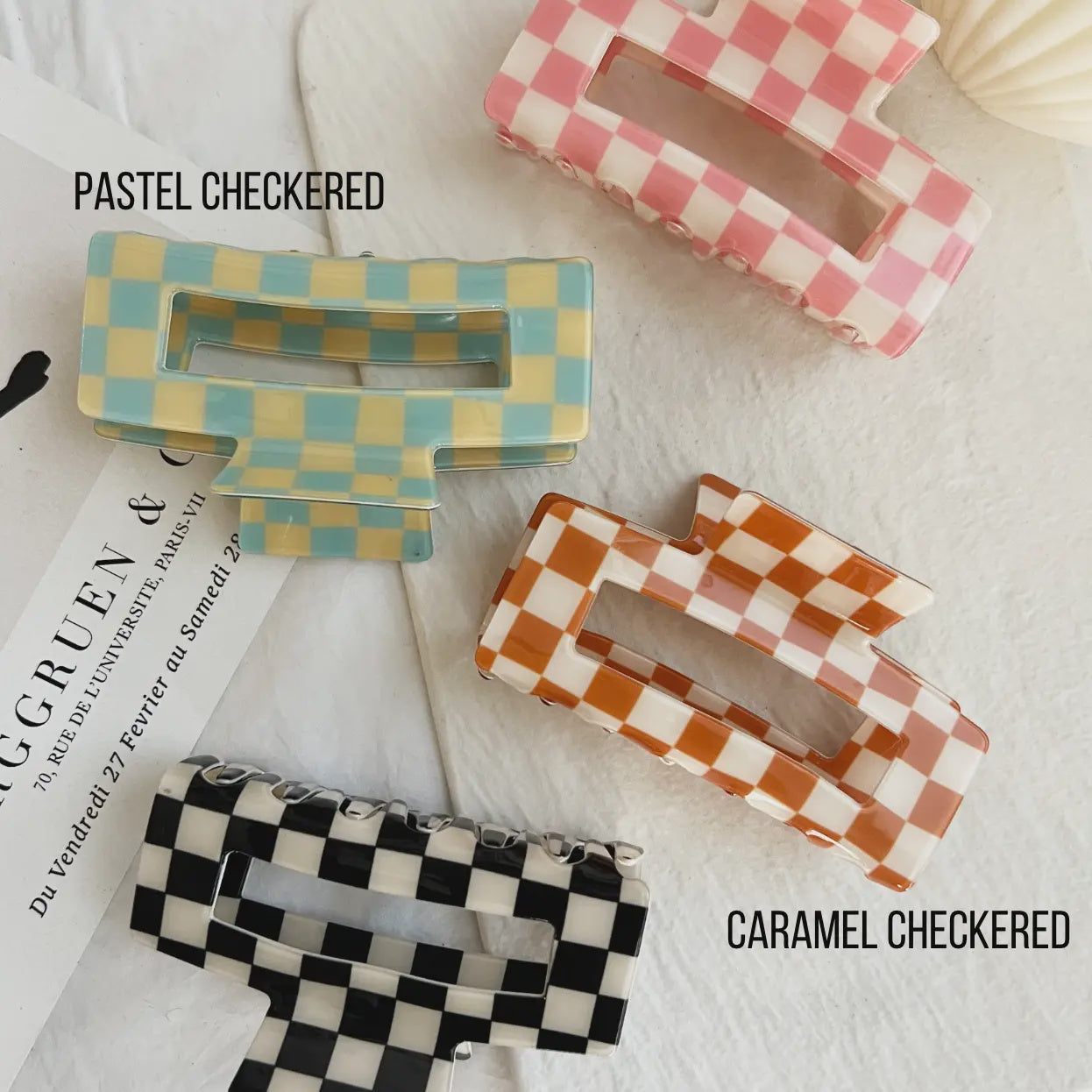 Jumbo 4"Checkered Hair Clip