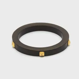 Studded Black Wood Bangle- Medium