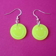 Neon Yellow Smiley Face Earrings