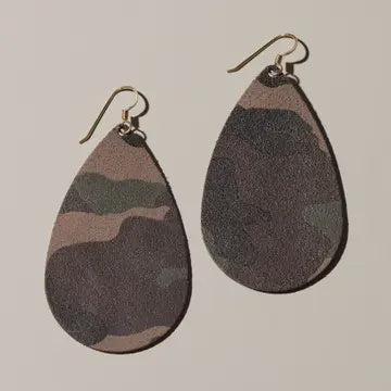 Camo Suede Teardrops