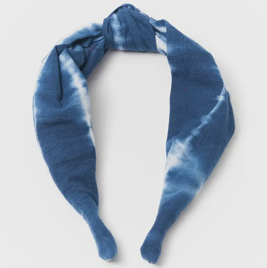Shibori Tie Dye Knotted Headband - Indigo, White