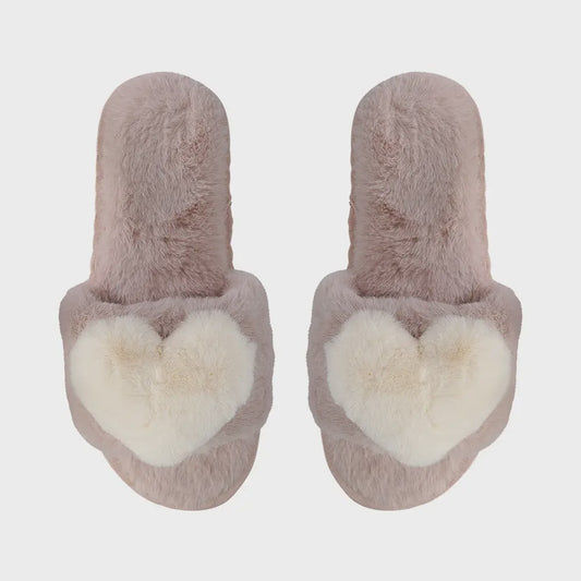 Plush Heart Slippers