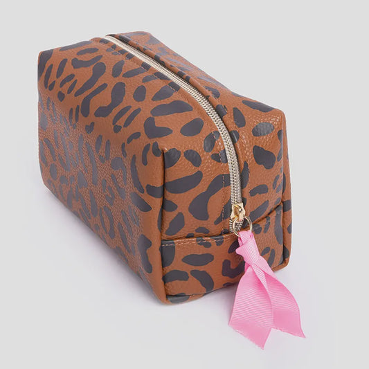 Tan Leopard Cube Cosmetic