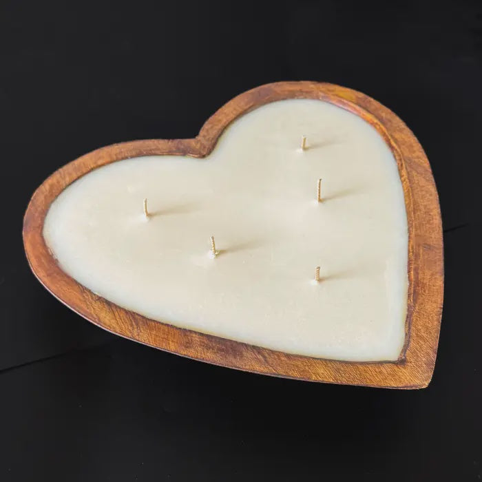 12" Wood Heart Candle