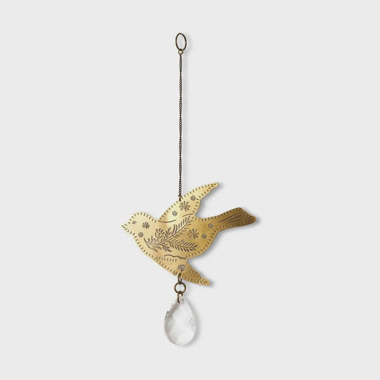 Surya Bird Engraved Brass Suncatcher