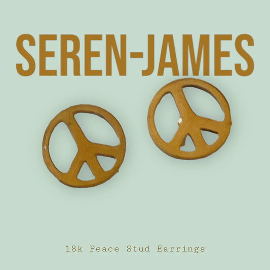 Peace Sign 18K Gold Plate Stud