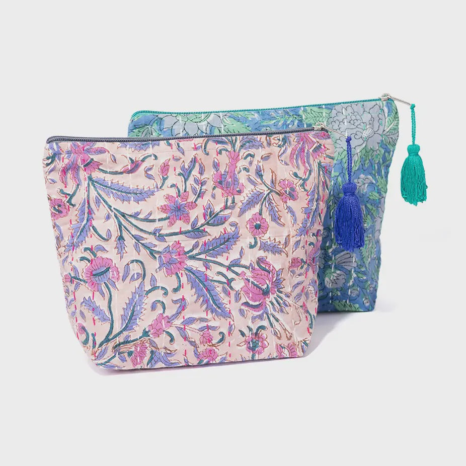 Kantha Zippered Pouch - Assorted Colors