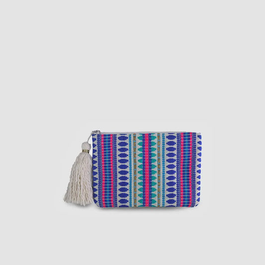 Blue-Multi Pouch with Fringe