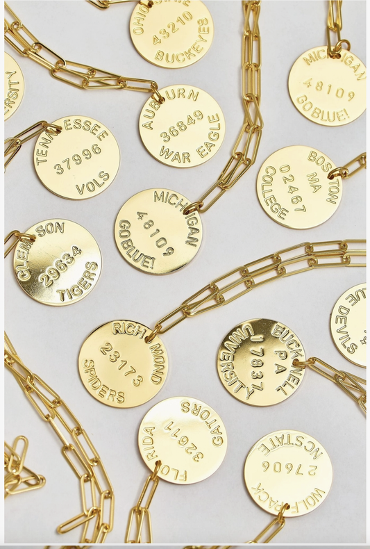 18K College Tag Charm Necklace