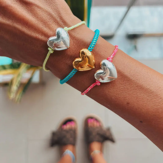 Colorful Cord Bracelet w/ Heart Charm