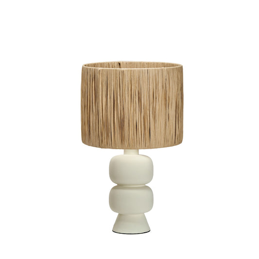 Stoneware Table Lamp w/ Raffia Shade