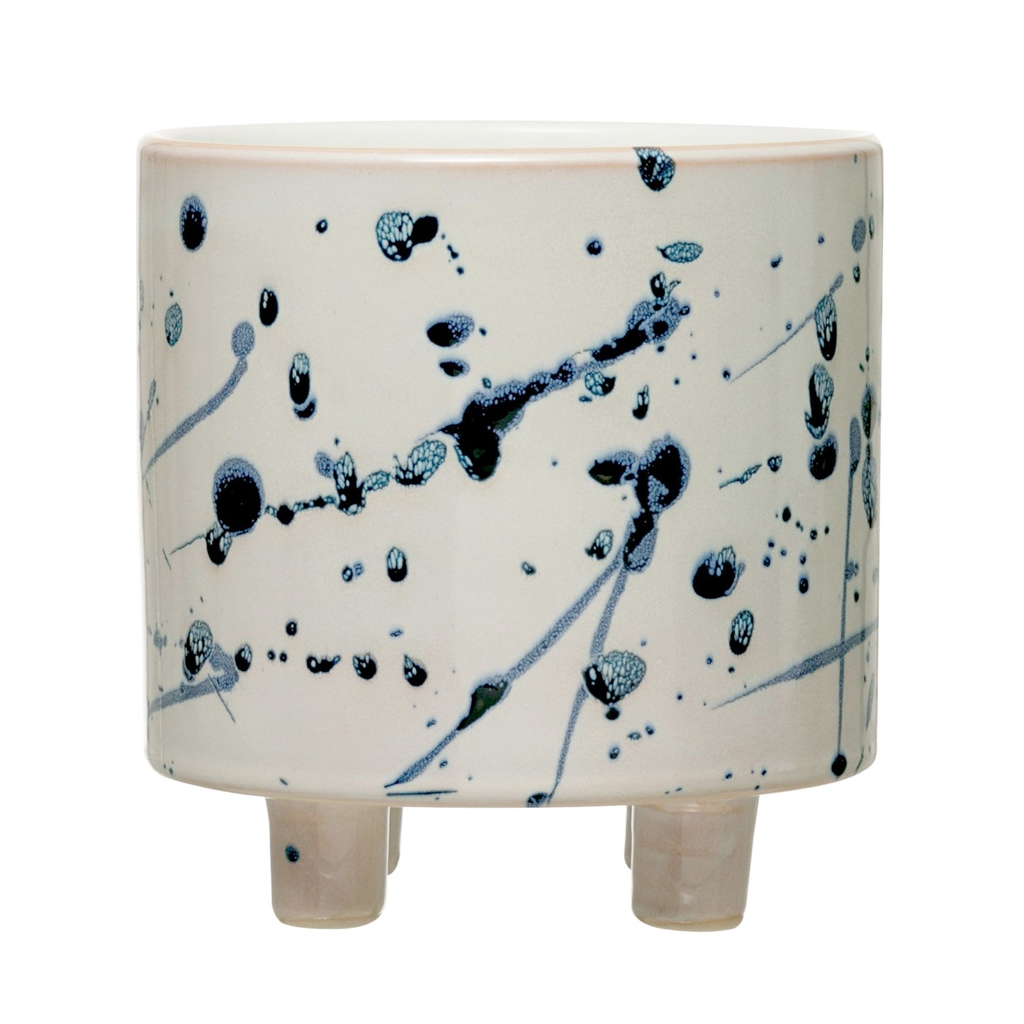 Blue Splatter Footed Planter