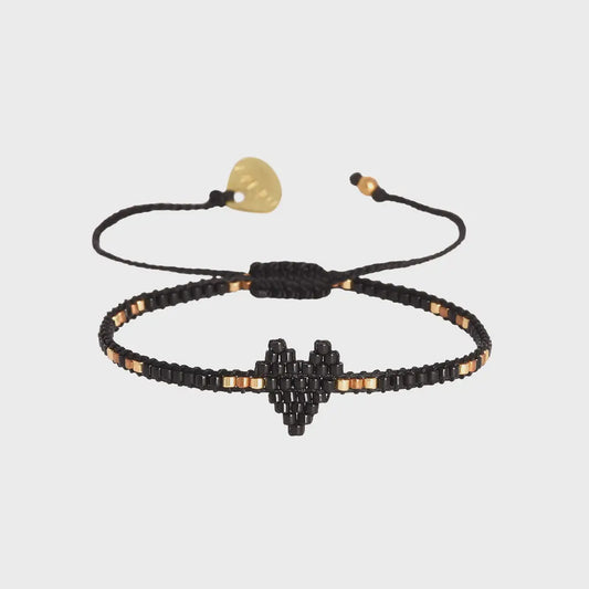 Heartsy Row Black Bracelet