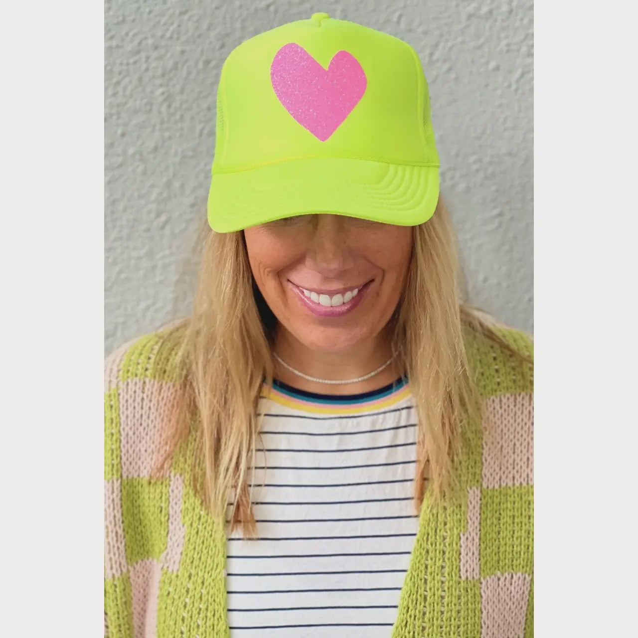 Heart Neon Yellow Trucker Hat