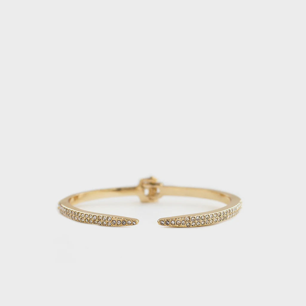 Pave Hinged Open Bangle - Gold