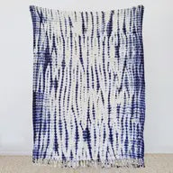 Indigo Shibori Throw - Vines