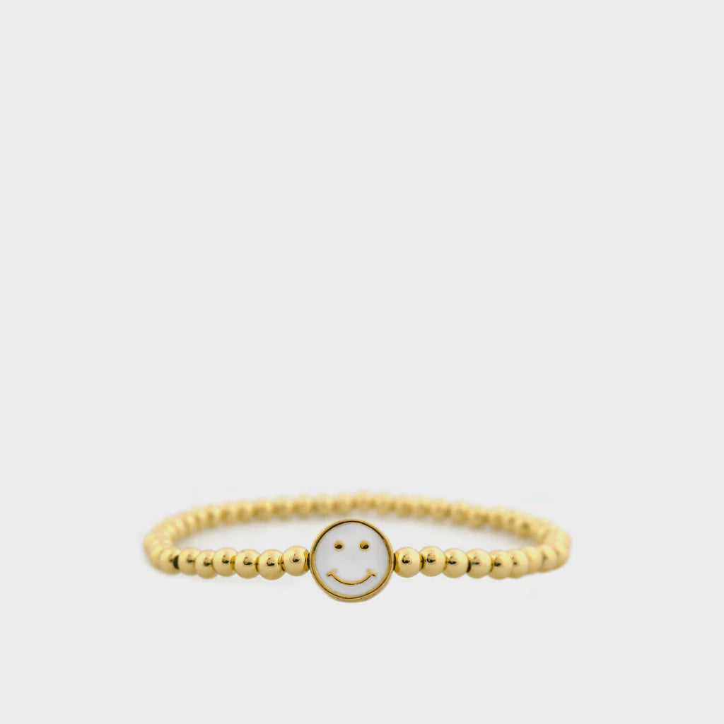 White Smiley Face Stretch Bracelet
