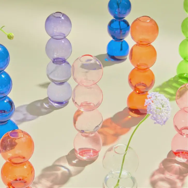 Tall Bubble Shape Glass Vase