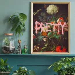 Pretty Flowers Vase Graffiti Print