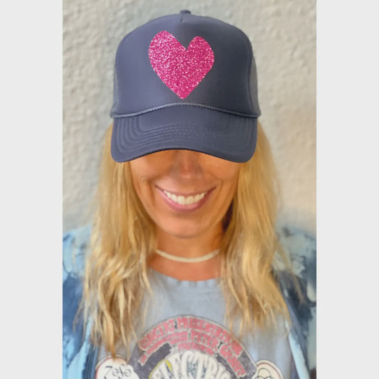 Heart Navy Blue Trucker Hat