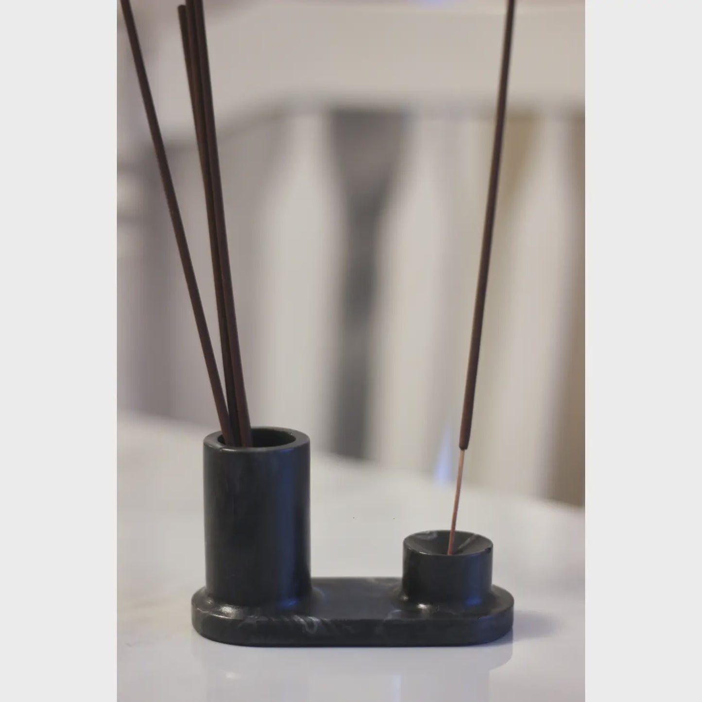 Tall Black Incense Holder