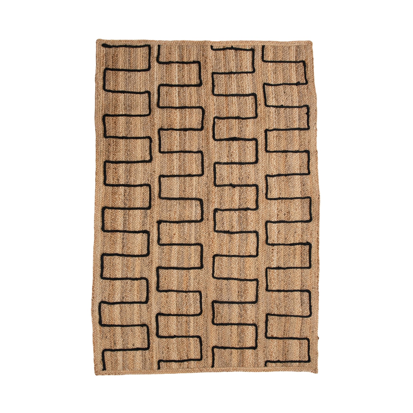 Braided Jute Rug With Stitched Design